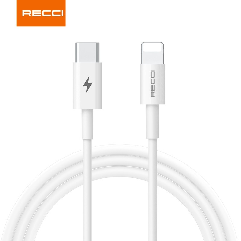 RECCI 20W 1.5M LIGHTNING TO USB C CABLE WHITE