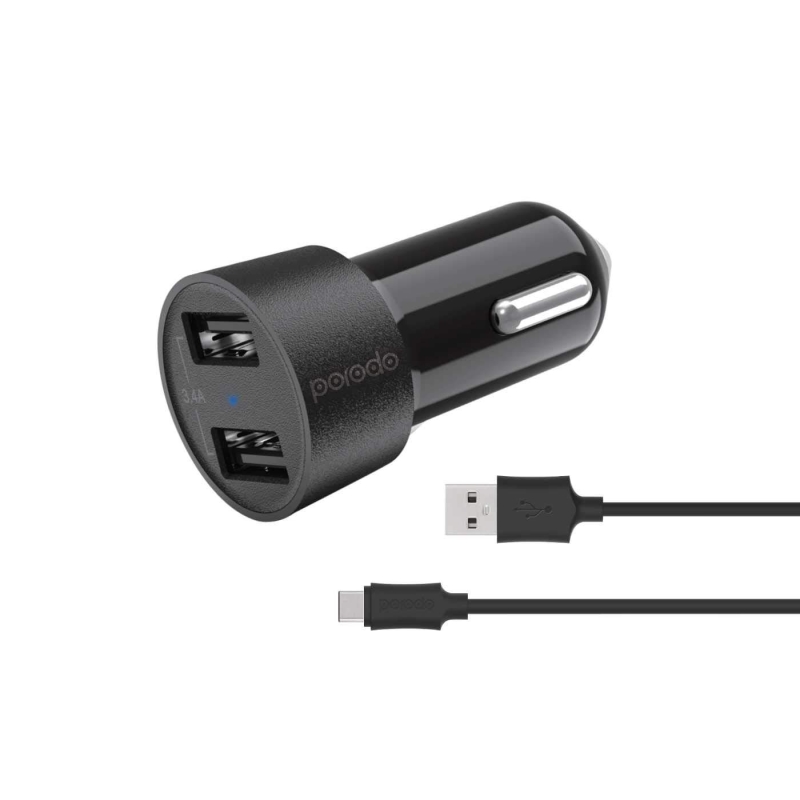 Dual USB Car Charger Type C cable