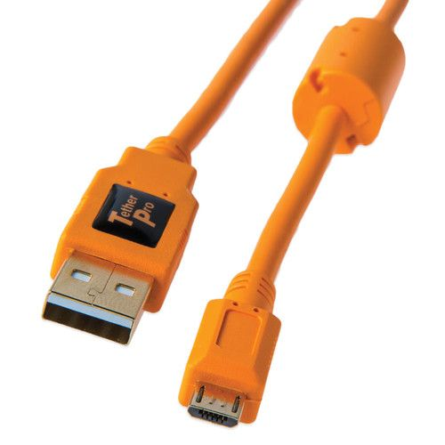 TETHER TOOLS TETHERPRO USB 2.0 A MALE TO MICRO-B 5-PIN CABLE (15', ORANGE) CU5430ORG