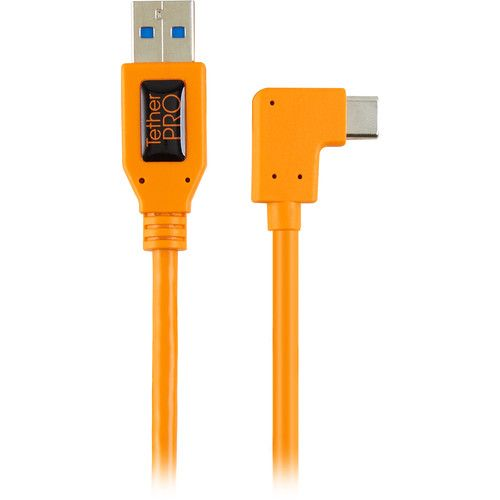 TETHERPRO CUCRT02-ORG RIGHT ANGLE USB-C TO USB-AM PIGTAIL