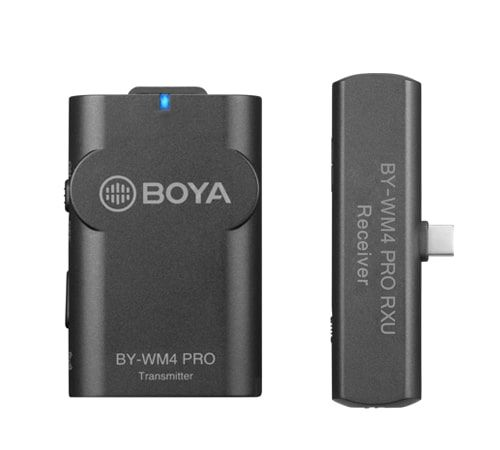 BOYA BY-WM4 PRO-K5 2.4 GHZ WIRELESS MICROPHONE SYSTEM FOR ANDROID AND OTHER TYPE-C DEVICES (RECEIVER & TRANSMITTER)