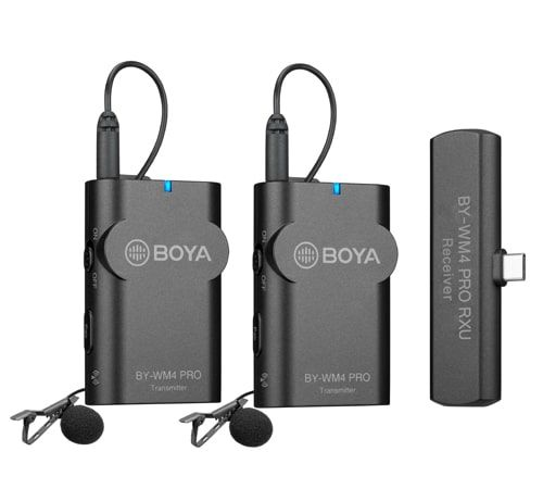 BOYA BY-WM4 PRO-K6 2.4 GHZ WIRELESS MICROPHONE SYSTEM FOR ANDROID AND OTHER TYPE-C DEVICES (RECEIVER & TRANSMITTER)