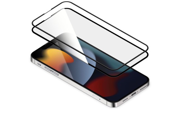 توري بودي جلاس حماية زجاجية كاملة لشاشة هاتف ايفون 13 و 13 برو (6.1) مضادة للبكتيريا مع اطار سيليكون - أسود