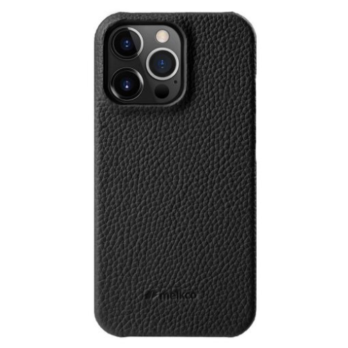Melkco Back Snap Series Lai Chee Pattern Premium Leather Snap Cover Case For Apple iPhone 13 Pro 6.1" - Black