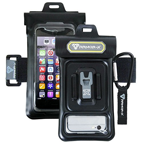 3 Meter Waterproof Sport Cover For iPhone 6 & 5.6" Smartphone With Carabiner & Armband Integrated With X-Mount Eco-System