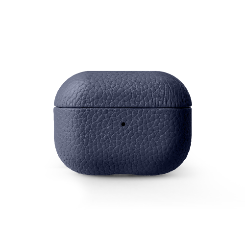 Melkco Origin Series Lai Chee Pattern Premium Leather Snap Cover Case For Airpod Pro 2 - Dark Blue