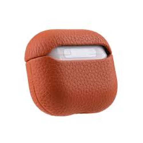 Melkco Origin Series Lai Chee Pattern Premium Leather Snap Cover Case For Apple Airpods Pro - Orange