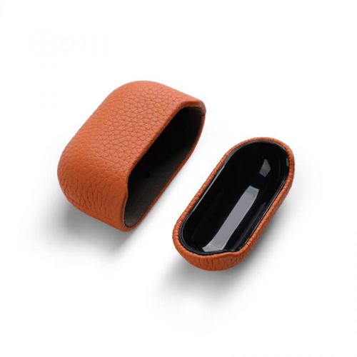 Melkco Origin Series Lai Chee Pattern Premium Leather Snap Cover Case For Apple Airpods 3 - Orange