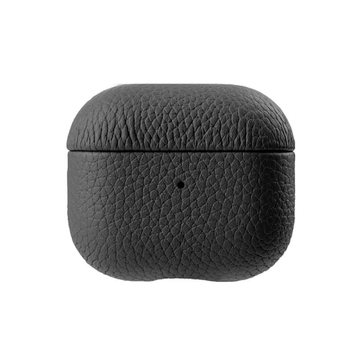 Melkco Origin Series Lai Chee Pattern Premium Leather Snap Cover Case For Apple Airpods 3 - Black