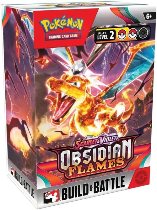 لعبة بطاقات التداول بوكيمون Scarlet & Violet 3 Obsidian Flames - Build & Battle Box
