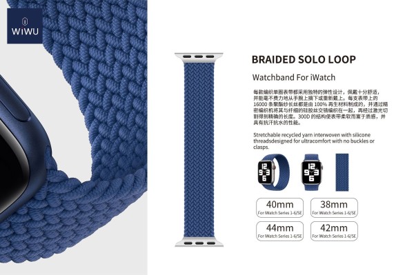 Wiwu Braided Watch Band For Apple Watch 42 / 44 / 45 / 49Mm Lenth 155Mm -Blue
