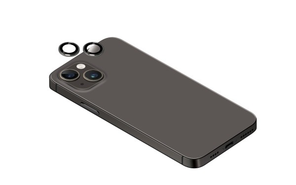 Torrii Bodyglass Came (Individual Aluminium Ring) Anti-Bacterial Coating For Iphone 15 / Iphone 15 Plus – Black