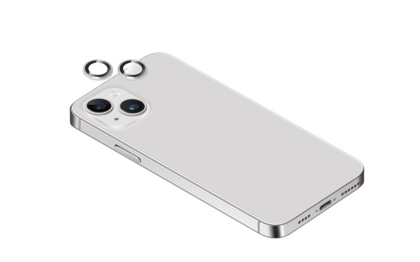 Torrii Bodyglass Camera Lens Protector (Individual Aluminium Ring) Anti-Bacterial Coating For Iphone 15 / Iphone 15 Plus – Silver