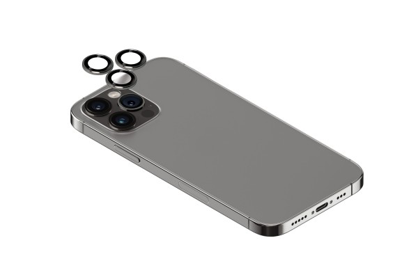 Torrii Bodyglass Camera Lens Protector (Individual Aluminium Ring) Anti-Bacterial Coating For Iphone 15 Pro / Iphone 15 Pro Max – Black