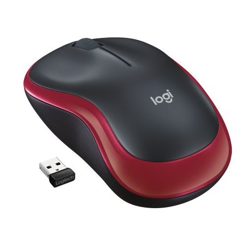 Logitech Mouse M185 Wireless Nano - Red