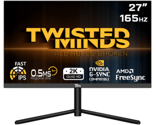 شاشة Twisted Minds مقاس 27 بوصة مسطحة,165 هرتز,1 مللي ثانية,HDMI2.1, Fast IPS,HDR400, QHD للألعاب