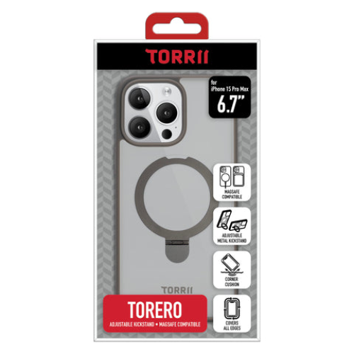 Torrii Torero Stand Case+Magsafe Compatible For iPhone 15 Pro Max (6.7) - Gray