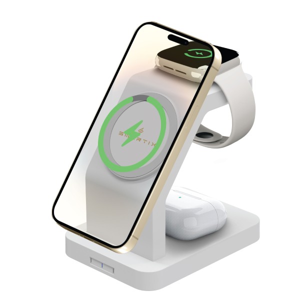 Smart Premium 3 in 1 WIRELESS DOCK 15W Wireless Dock for charging 3 devices incl Apple Watch