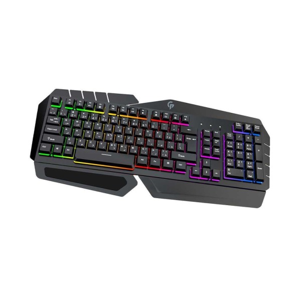 Porodo Gaming Metal Frame Gaming Keyboard Slim Full-Sized Keyboard Rainbow Lighting