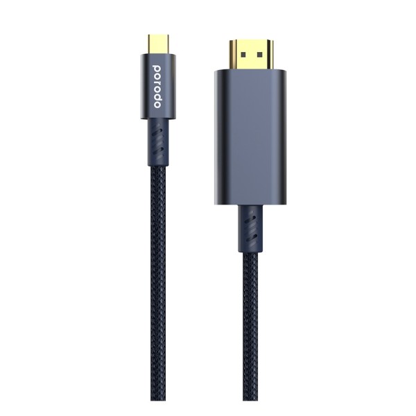 Porodo Type-C HDMI Braided Cable Ultra-HD Video Streaming 1.8m/6ft