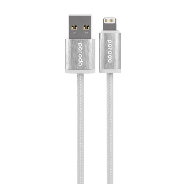 Porodo Woven Braided USB-A Lightning Cable Data & Fast Charge Aluminum Shell 1.2m/4ft