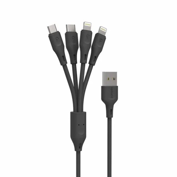 Porodo 4in1 USB Cable Lightning /Type-C/Micro Durable Fast Charge and Data Cable (1.2m/4ft)Type :2x Lightning , Type-C , Micro USB