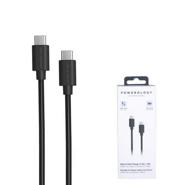 Powerology  PVC Type-C to Type-C Data And Fast Charge Cable (1.2m/4ft)
