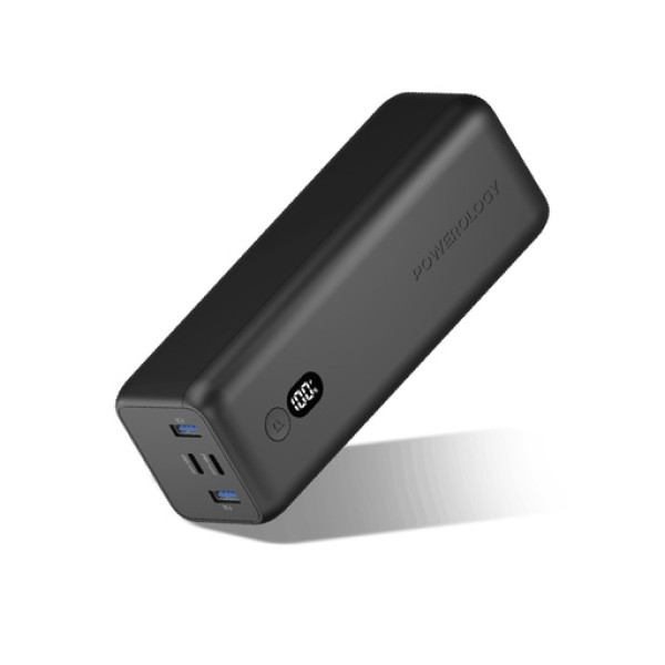 Powerology Onyx 30000mAh Dual USB-C Power Bank Rapid Four-Device Charging