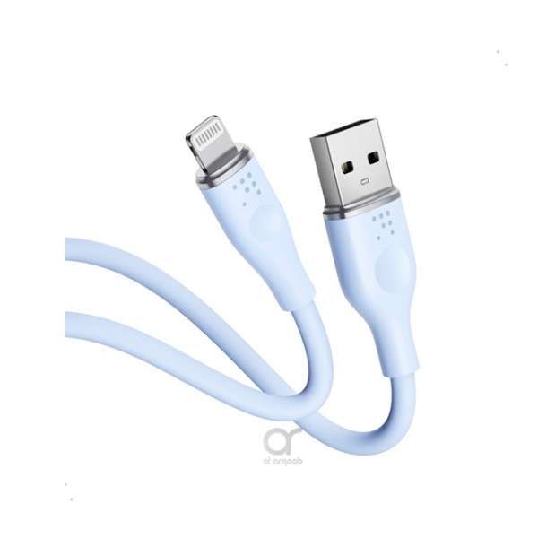 كابل فولتمي باور لينك السيليكون USB A إلى Lightning 3A / 1.2M موصل من سبائك الزنك / أزرق