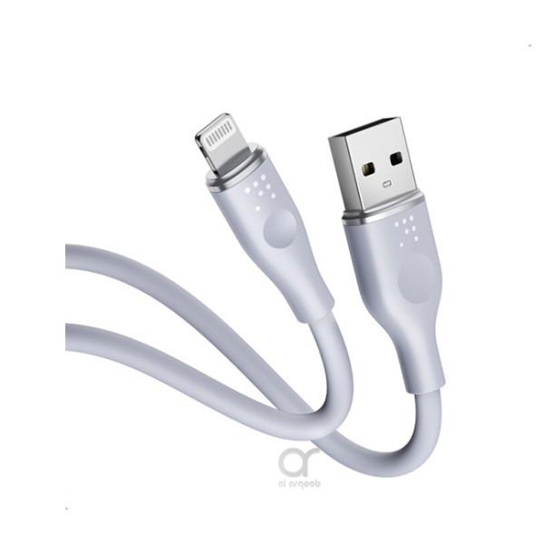 كابل فولتمي باور لينك السيليكون USB A إلى Lightning 3A / 1.2M موصل من سبائك الزنك / جراي