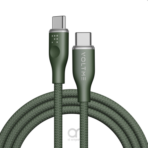 Voltme Powerlink Rugg Double Nylon Cable Type C to Type C 3A / 1M (60W) Green