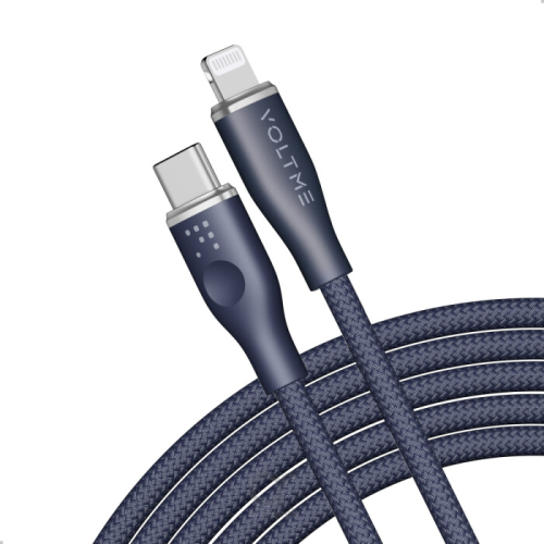Voltme Powerlink Rugg Double Nylon Cable Type C to Lightning 3A / 2.0M Zinc-Alloy Connector Blue