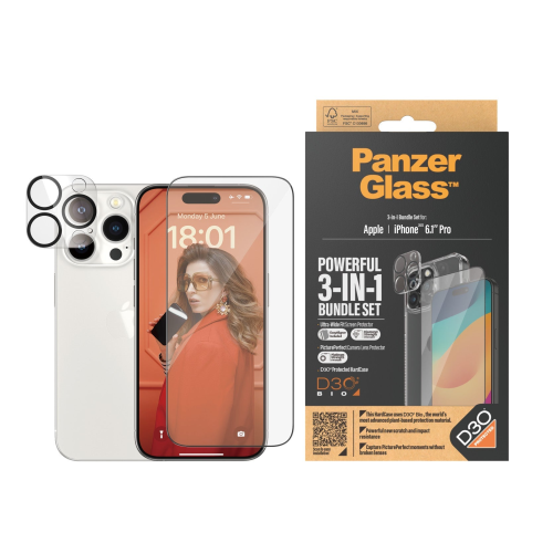  PanzerGlass iPhone 15 Pro 6.1"| 360 Bundle with D3O® | Clear - 5711724211737