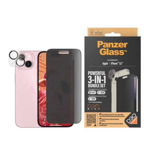 PanzerGlass iPhone 15 6.1" | 360 Bundle with D3O® | Privacy - 5711724930287