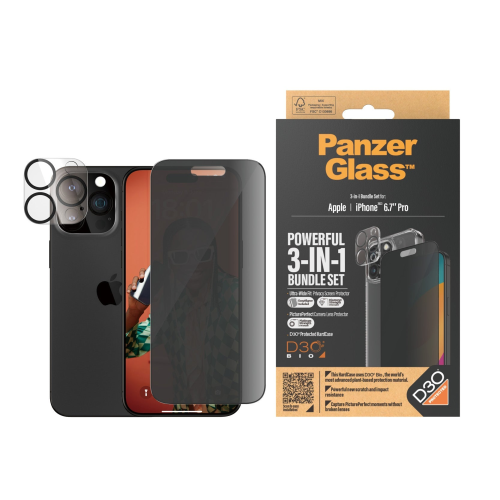  PanzerGlass iPhone 15 Pro Max 6.7"| 360 Bundle with D3O® | Privacy - 5711724930317