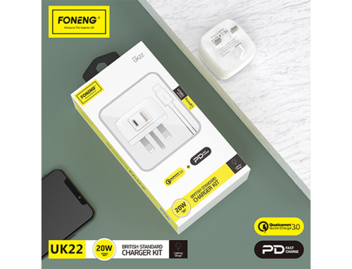 UK22 QC+PD 20W Fast Charger (Fast 3A) Type-C