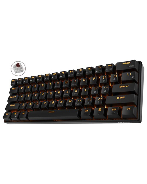 Royal Kludge Rk61 Tri-Mode Rgb 61 Keys Hot Swappable Black Mechanical Keyboard - Brown Switch
