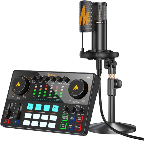 Maonocaster AME2A All-In-One Podcast Equipment Audio Interface Bundle with XLR Condenser Microphone