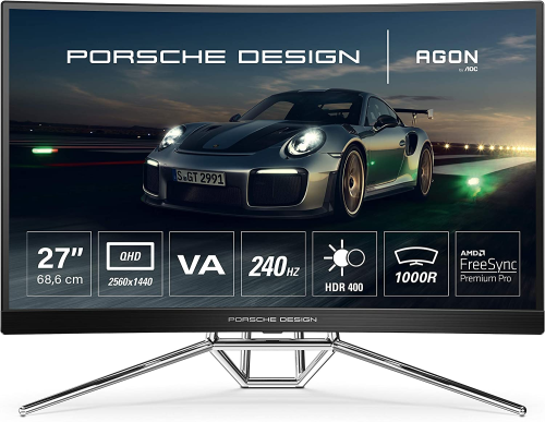 شاشة الألعاب المنحنية AOC AGON Porsche Design PD27 مقاس 27 بوصة 240 هرتز QHD