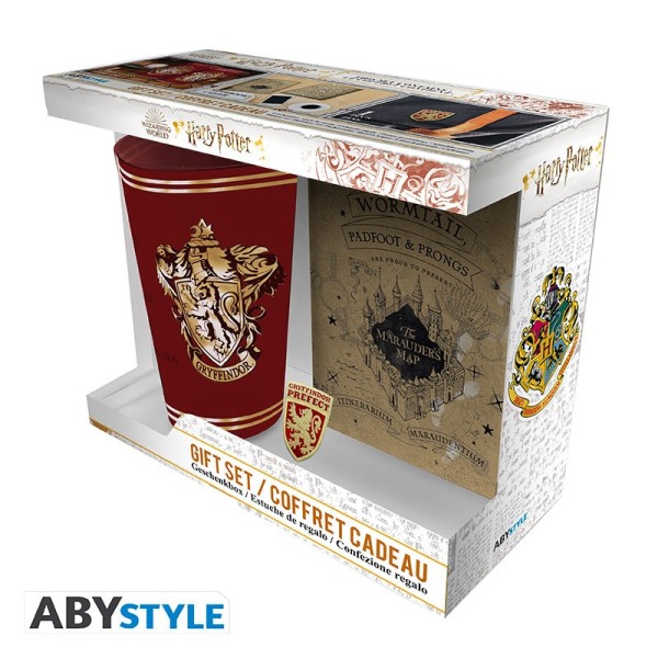 مجموعة  Harry Potter (كوب زجاجي XXL + بروش + Gryffindor pocketbook )