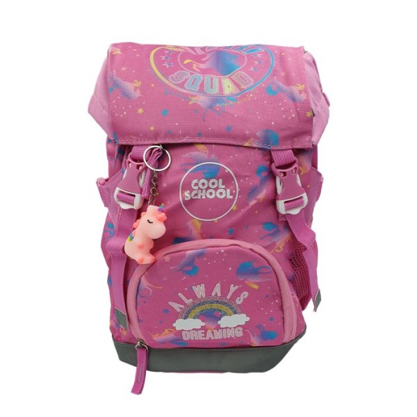 حقيبة ظهر Cool School Pink Unicorn مع سلسلة مفاتيح  Unicorn