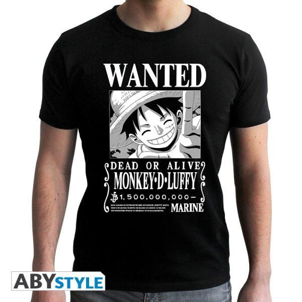 One Piece Tshirt Wanted Luffy NB Black New Fit
