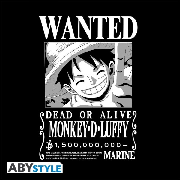 One Piece Tshirt Wanted Luffy NB Black New Fit