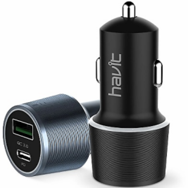 شاحن سيارة ثنائيHavit H230 (USB 5V/2.4A PD+QC3.0 )