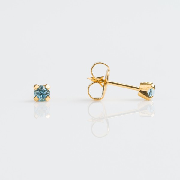 اقراط ثقب الأذن ( 90 ) Studex March Aquamarine Tiffany 3MM Gold Plated