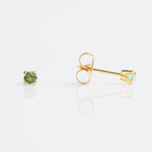 اقراط ثقب الأذن GOLD PLATED 3MM AUGUST PERIDOT(95)