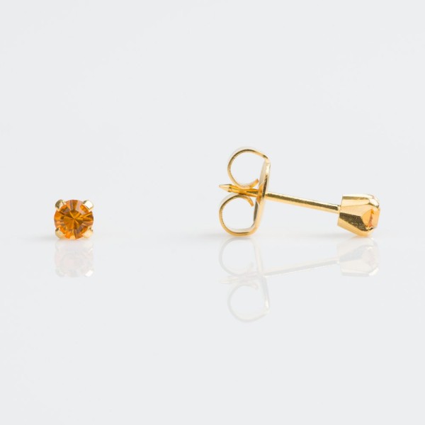 اقراط ثقب الأذن GOLD PLATED  3MM NOVEMBER TOPAZ( 98 )