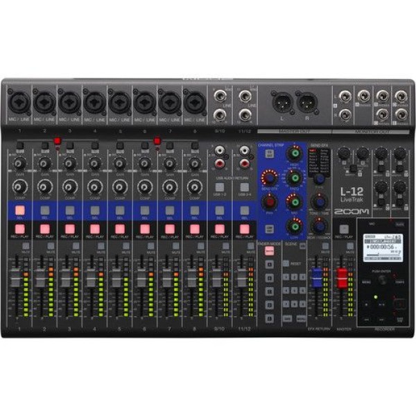 ZOOM L-12 LIVETRAK 12-CHANNEL DIGITAL MIXER & MULTITRACK RECORDER