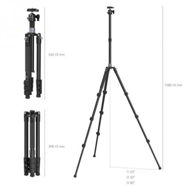 SMALLRIG 4059 CARBON FIBER TRIPOD WITH CENTER COLUMN AP-20