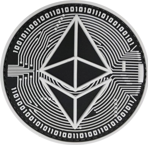 رقعة Ethereum باللون الأسود والأبيض